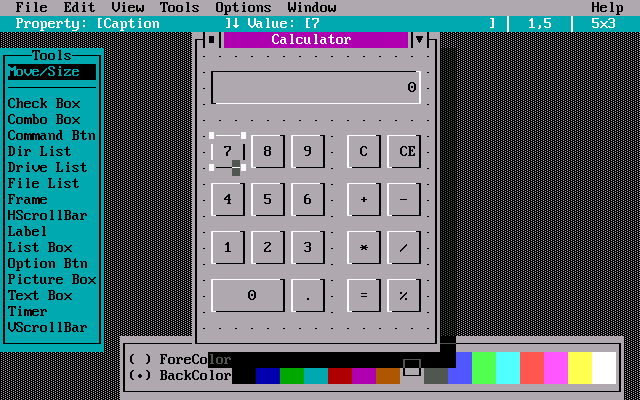 Microsoft Visual Basic 1.0 for DOS - Form View